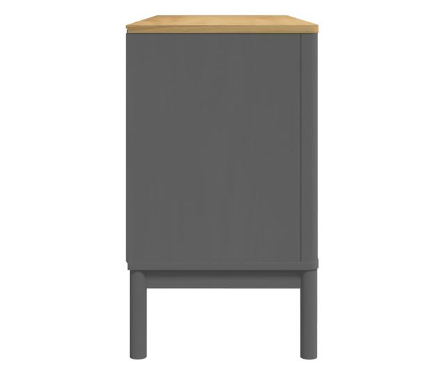 FLORO szürke tömör fenyőfa tálalószekrény 114 x 43 x 74 cm