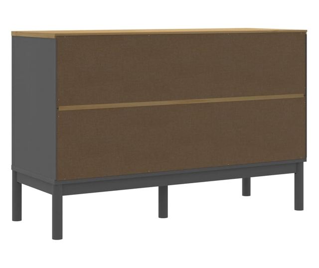 FLORO szürke tömör fenyőfa tálalószekrény 114 x 43 x 74 cm