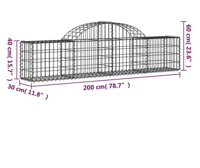 Извити Габиони 15 бр., 200x30x40/60 см, Поцинковано Желязо