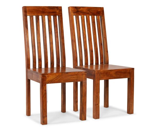 Jedilni stoli 2 kosa trden les medene barve, moderno