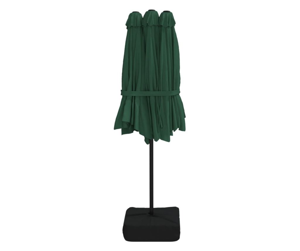 Двоен LED чадър за двор, зелен, 449x245 см - 7