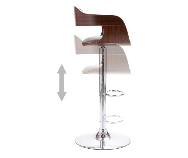 Barski stol, vezan les in taupe siva tkanina