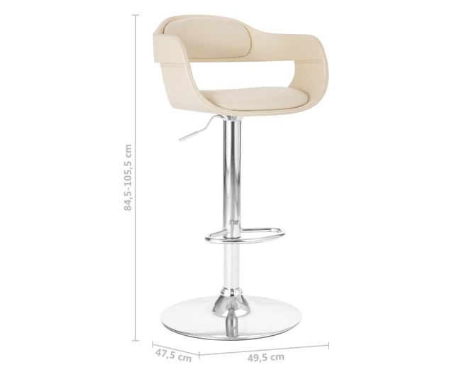 Barski stol, bel, umetno usnje