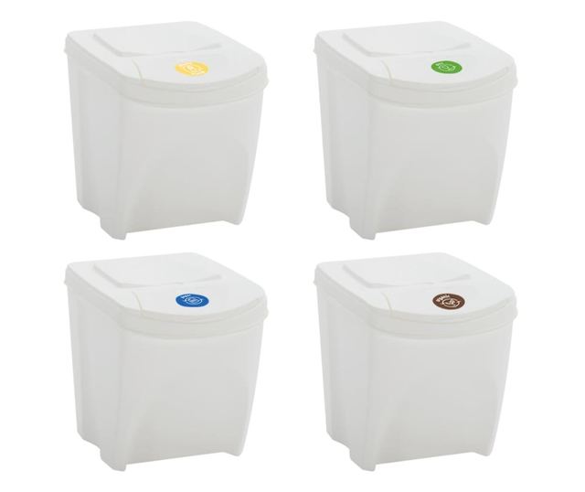 Сортиращи кошове 4 бр. Бели 100 L Полипропилен