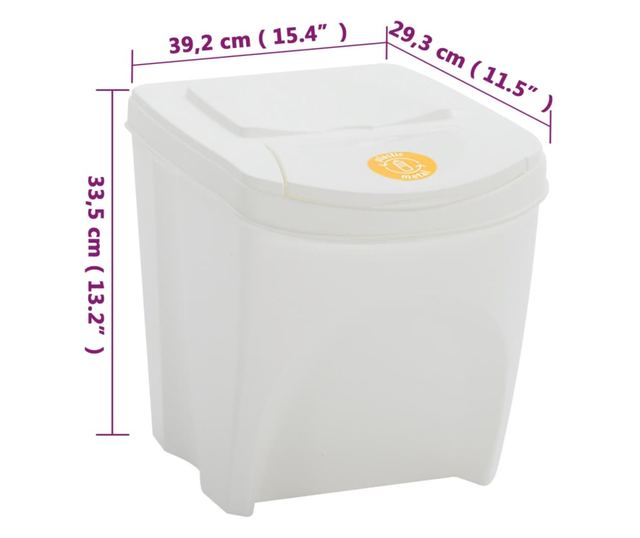 Сортиращи кошове 4 бр. Бели 100 L Полипропилен