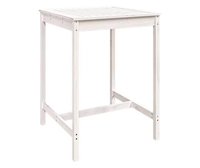 Градински бар комплект, 3 части, бял, масивна борова дървесина