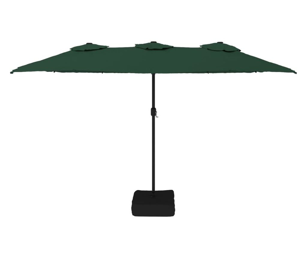 Двоен LED чадър за двор, зелен, 449x245 см - 4