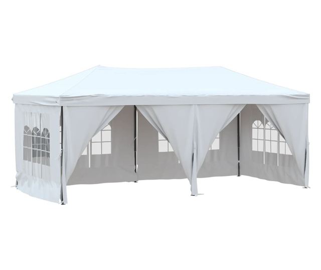 fehér összecsukható rendezvénysátor oldalfalakkal 3 x 6 m