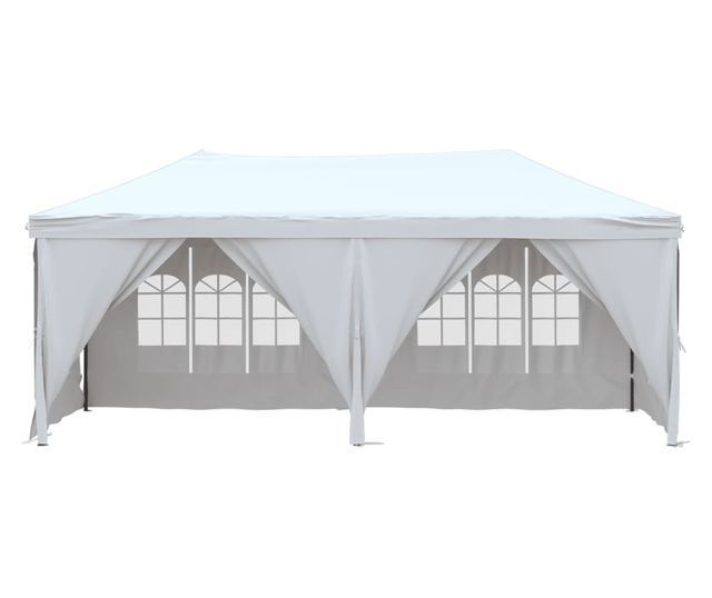 fehér összecsukható rendezvénysátor oldalfalakkal 3 x 6 m