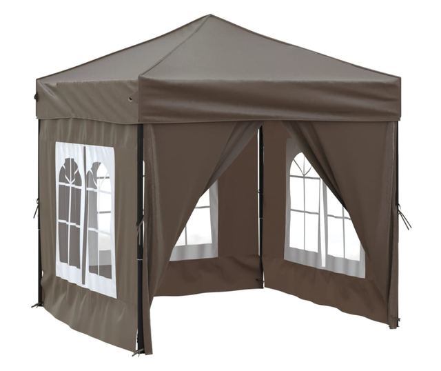 tópszínű összecsukható rendezvénysátor oldalfalakkal 2x2 m