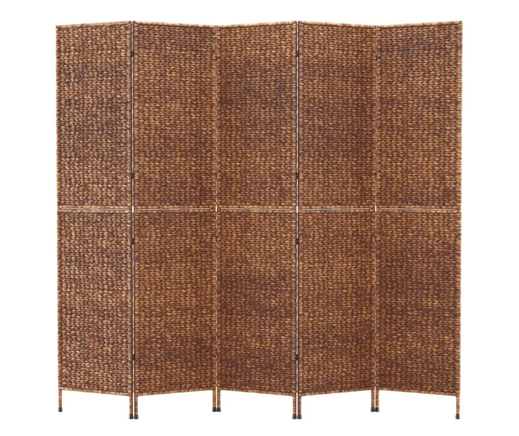 5-панелен преграда за стая кафяв 205x180 см водна хиацинт - 3