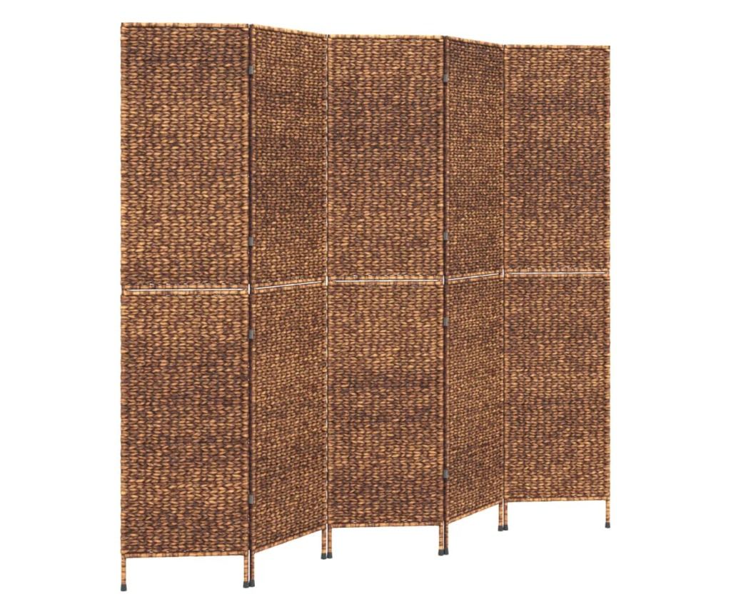 5-панелен преграда за стая кафяв 205x180 см водна хиацинт - 6