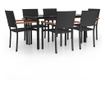 Градински комплект мебели, 7 части, Черен, Поли ратан thumbnail 2
