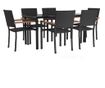 Градински комплект мебели, 7 части, Черен, Поли ратан thumbnail 3