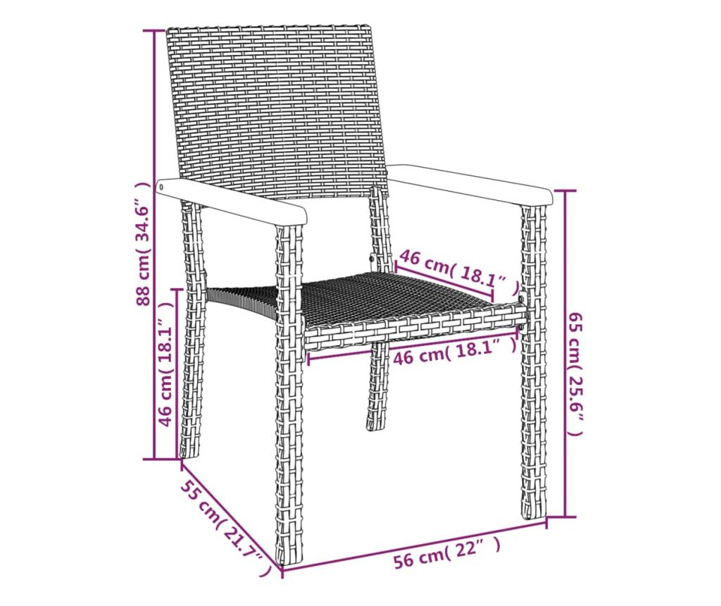 Градински комплект мебели, 7 части, Черен, Поли ратан - 10