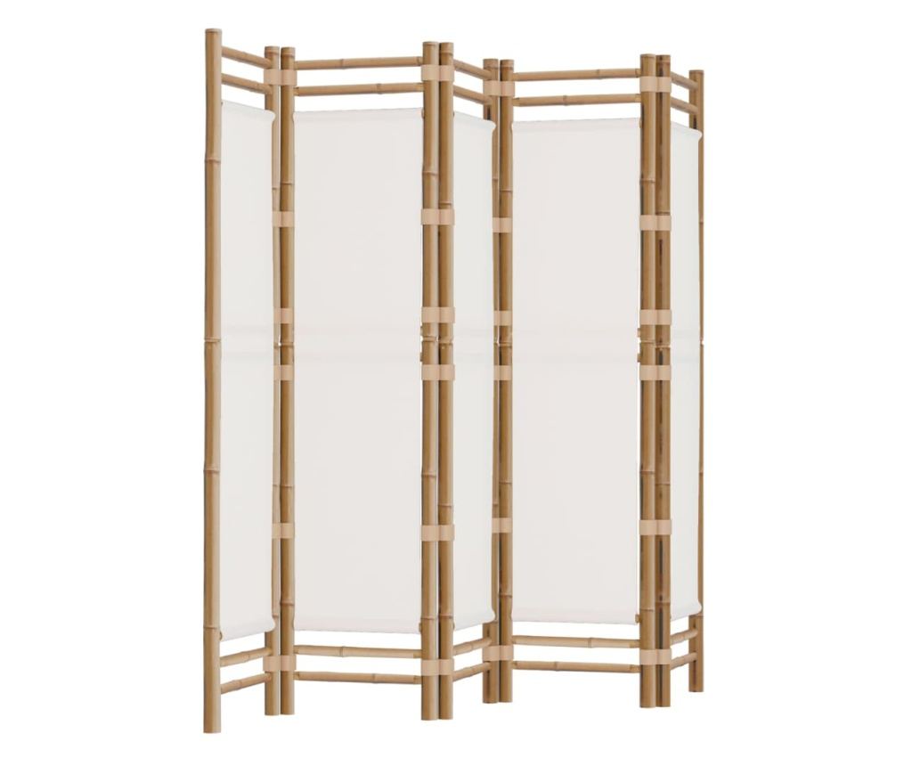 Сгъваема преграда за стая 200 см бамбук и плат - 2