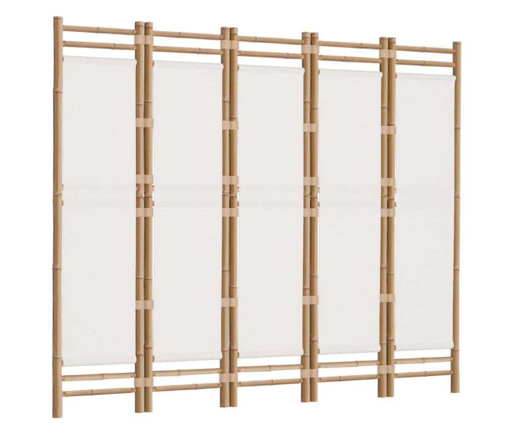 Сгъваема преграда за стая 200 см бамбук и плат - 3
