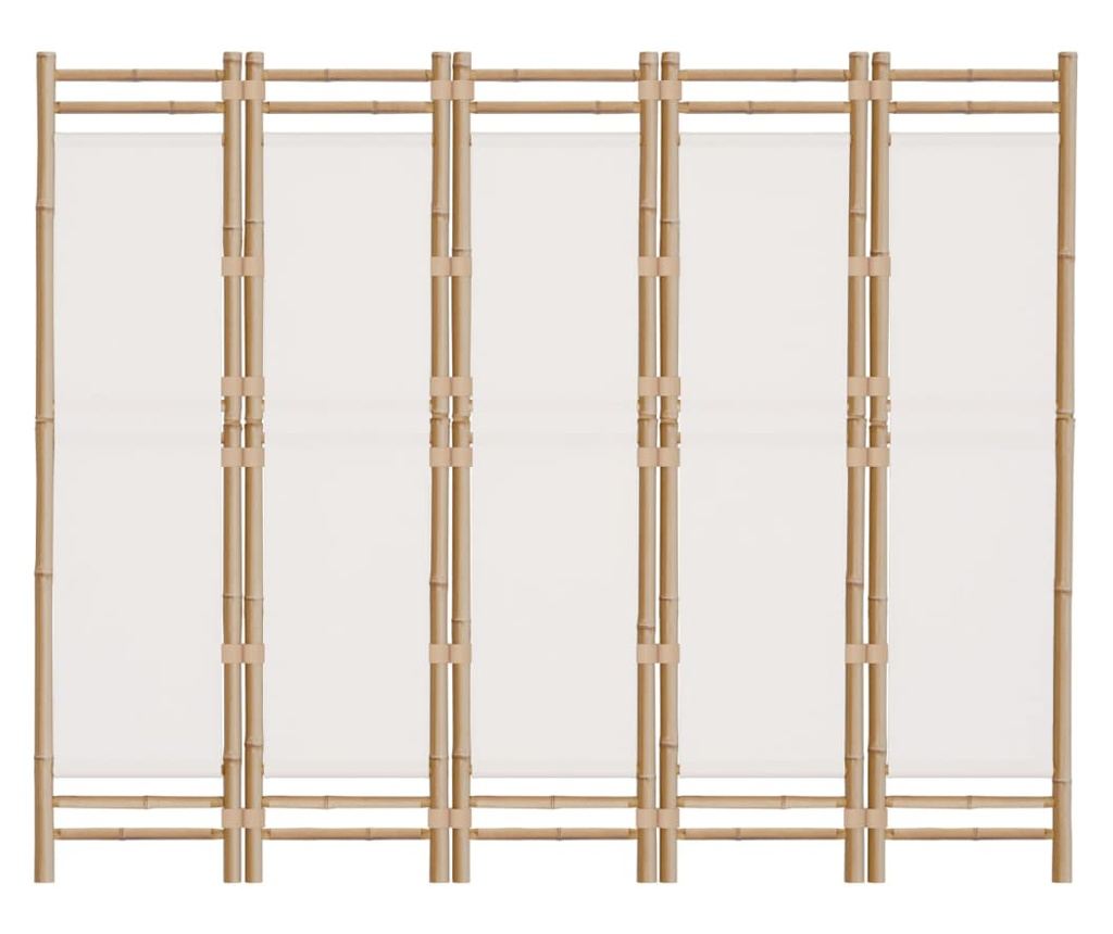 Сгъваема преграда за стая 200 см бамбук и плат - 4