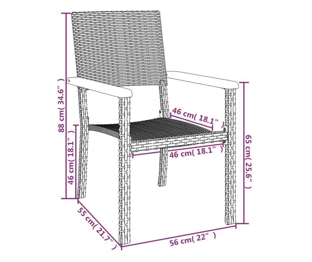 Градински комплект мебели, 5 части, Черен, Поли ратан - 10