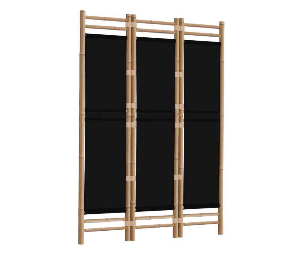 3-панелен сгъваем разделител за стая 120 см бамбук и плат - 3