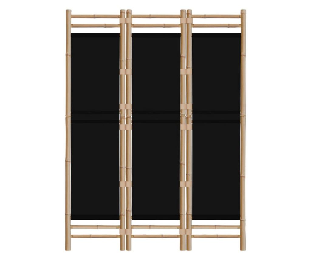 3-панелен сгъваем разделител за стая 120 см бамбук и плат - 4