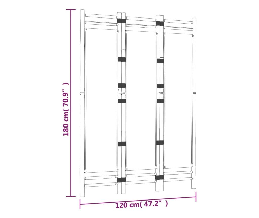 3-панелен сгъваем разделител за стая 120 см бамбук и плат - 9