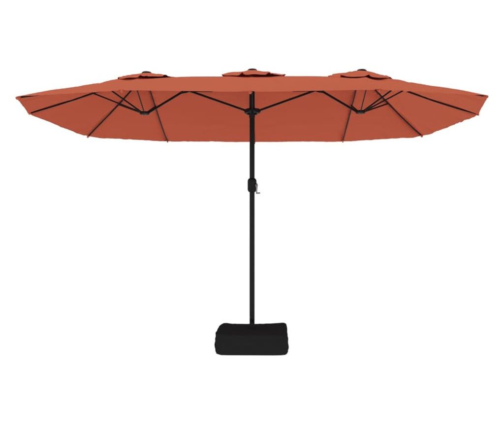 LED двойно слънцезащитен чадър, теракота, 449x245 см - 5