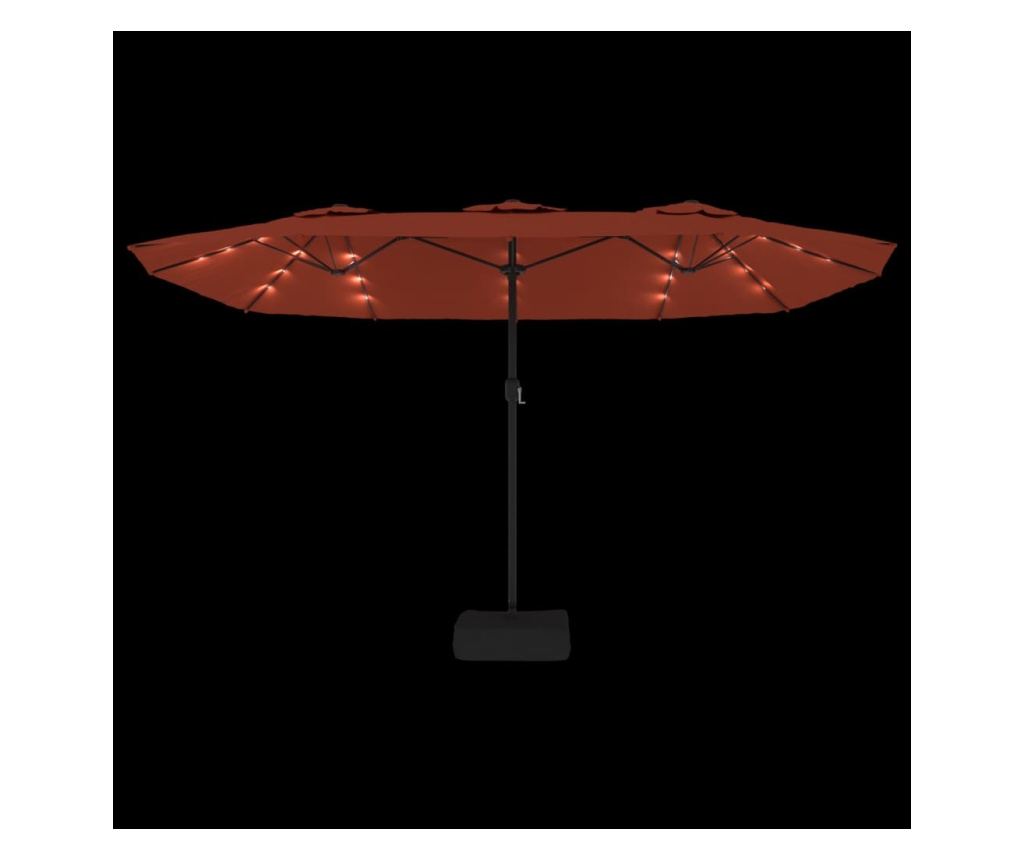 LED двойно слънцезащитен чадър, теракота, 449x245 см - 6