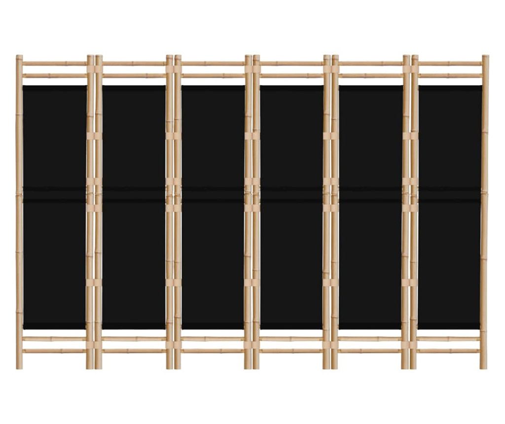 Skládací paraván se 6 panely 240 cm bambus a látka - 4