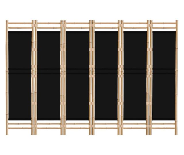 Сгъваем разделител за стая с 6 пана 240 см бамбук и плат