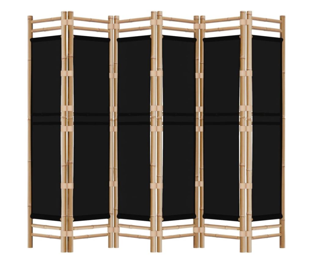 Skládací paraván se 6 panely 240 cm bambus a látka - 5