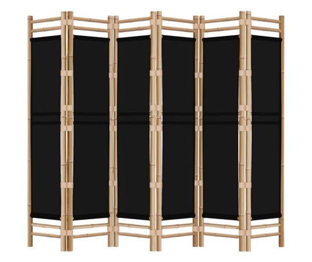 Сгъваем разделител за стая с 6 пана 240 см бамбук и плат
