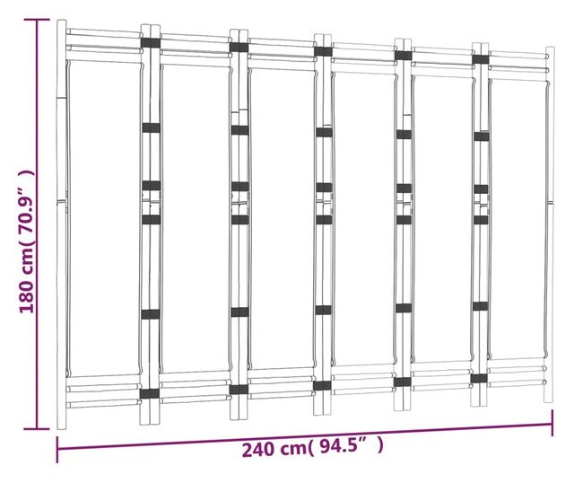 Сгъваем разделител за стая с 6 пана 240 см бамбук и плат