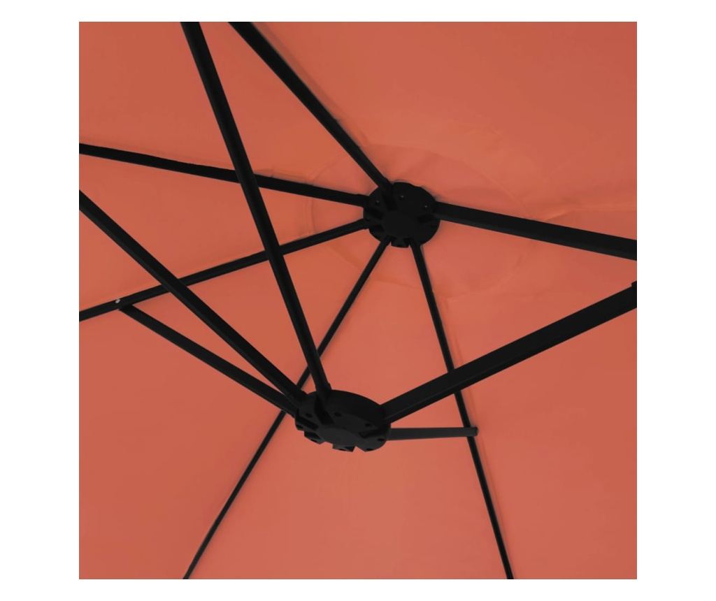 LED двойно слънцезащитен чадър, теракота, 449x245 см - 8