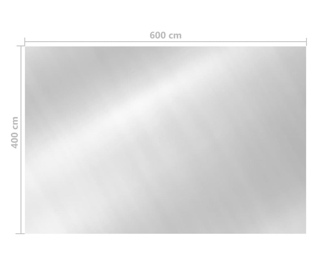 ezüstszínű négyszögletes PE medencetakaró 600 x 400 cm - 5