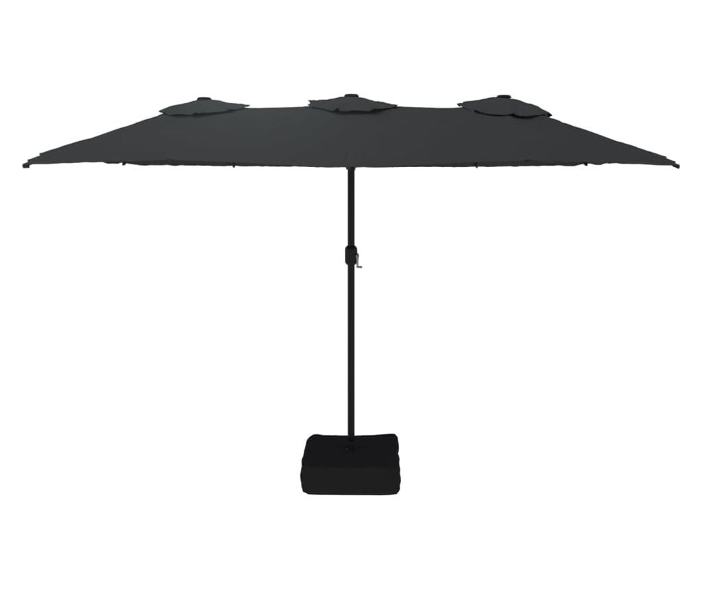 Двоен чадър за двор, черен, 449x245 см - 3