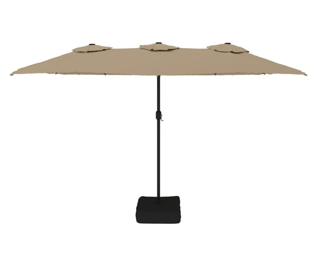 Dwugłowicowy parasol przeciwsłoneczny z diodami LED, kolor szarobrązowy, 449x245 cm - 4