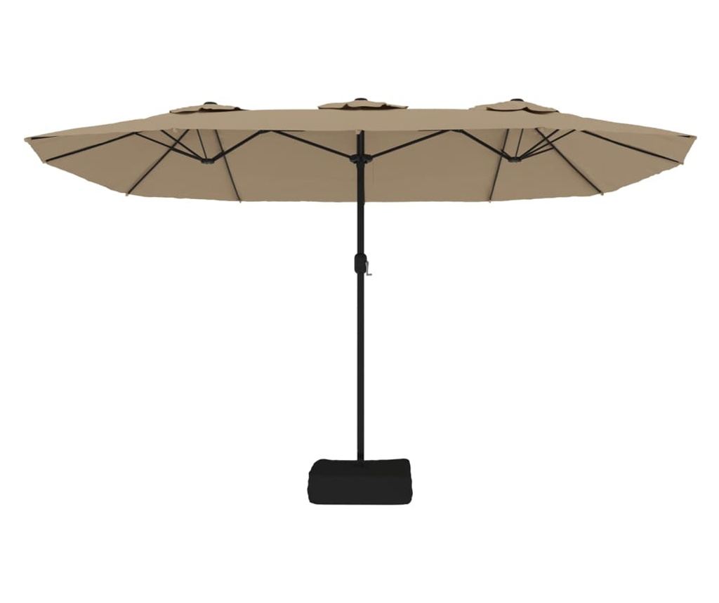 Dwugłowicowy parasol przeciwsłoneczny z diodami LED, kolor szarobrązowy, 449x245 cm - 5