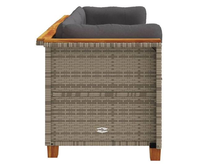 3 személyes szürke polyrattan kerti kanapé párnával