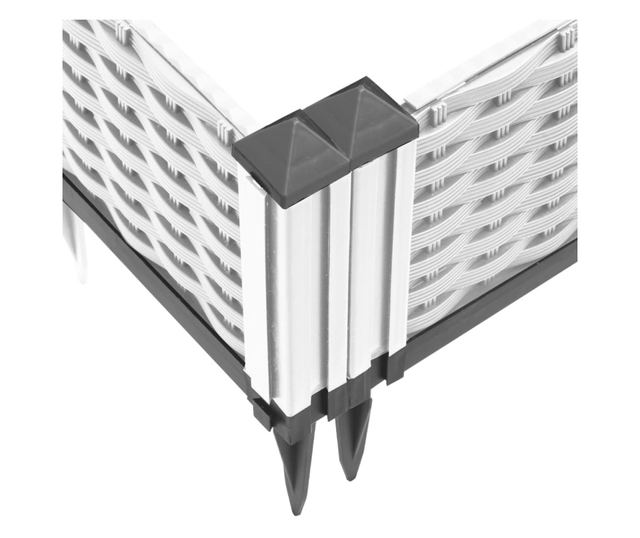 fehér polipropilén kerti virágláda cövekekkel 362,5x42,5x28,5cm
