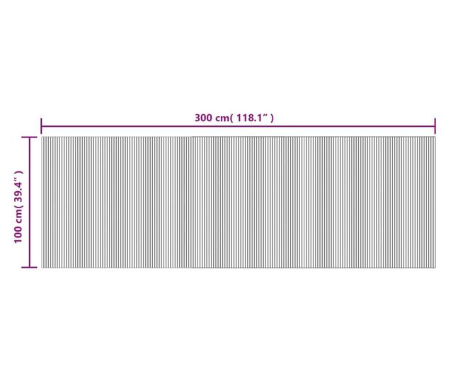 négyszögletű szürke bambusz szőnyeg 100 x 300 cm