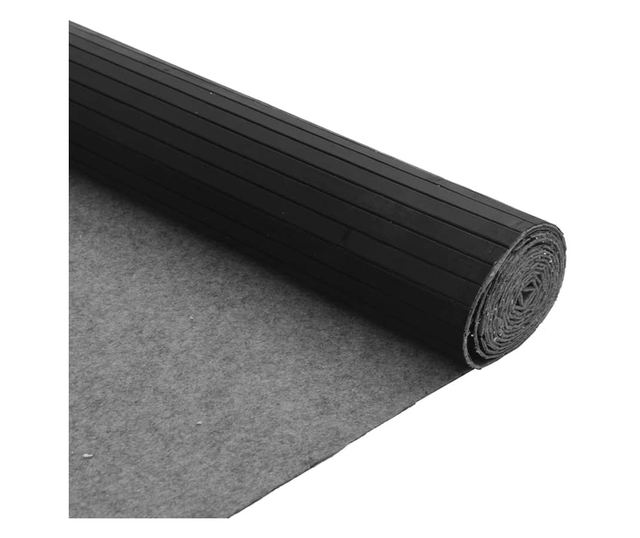 négyszögletű fekete bambusz szőnyeg 80 x 500 cm