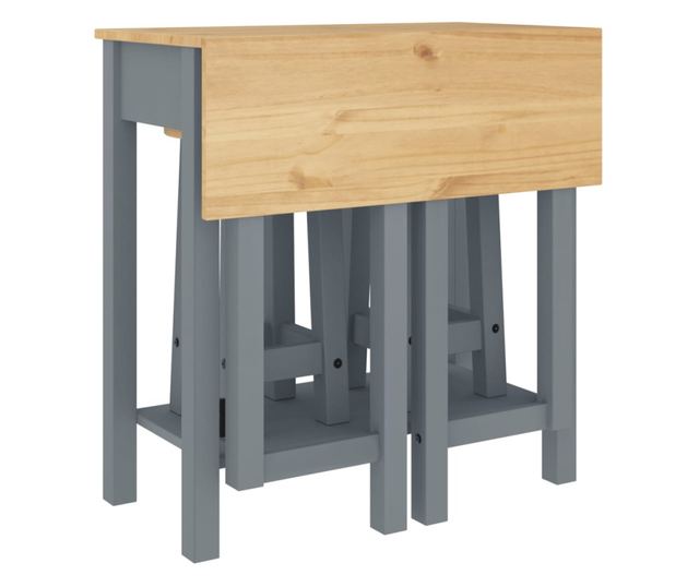 3 részes szürke tömör fenyőfa bárszett