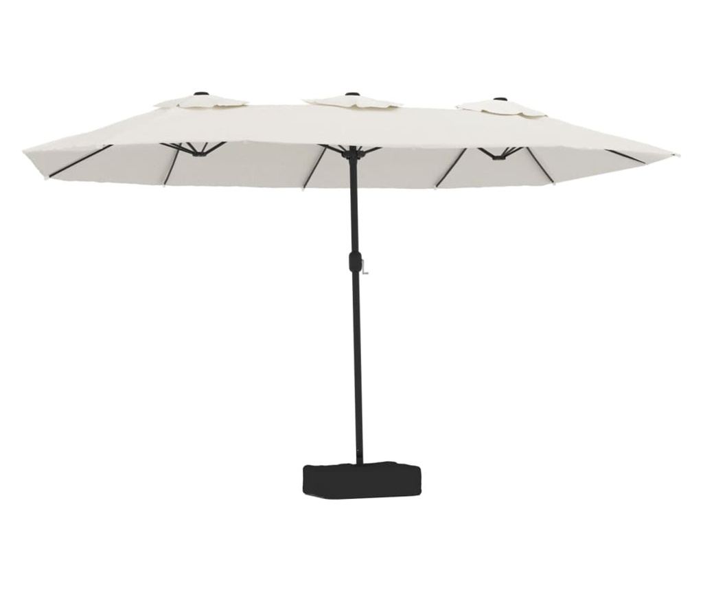 Двоен LED чадър, пясъчно бял, 449x245 см - 2