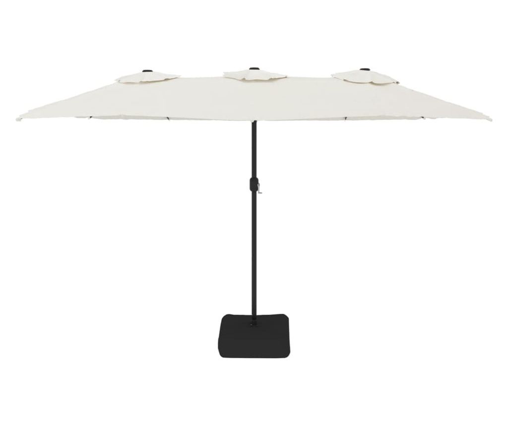 Двоен LED чадър, пясъчно бял, 449x245 см - 4