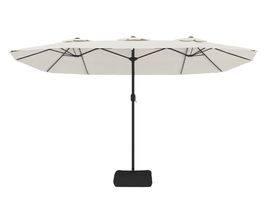 Двоен LED чадър, пясъчно бял, 449x245 см - 5