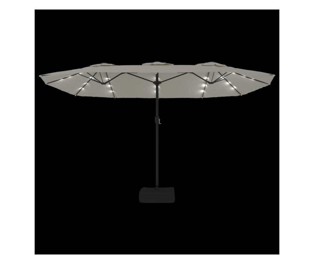 Двоен LED чадър, пясъчно бял, 449x245 см - 6