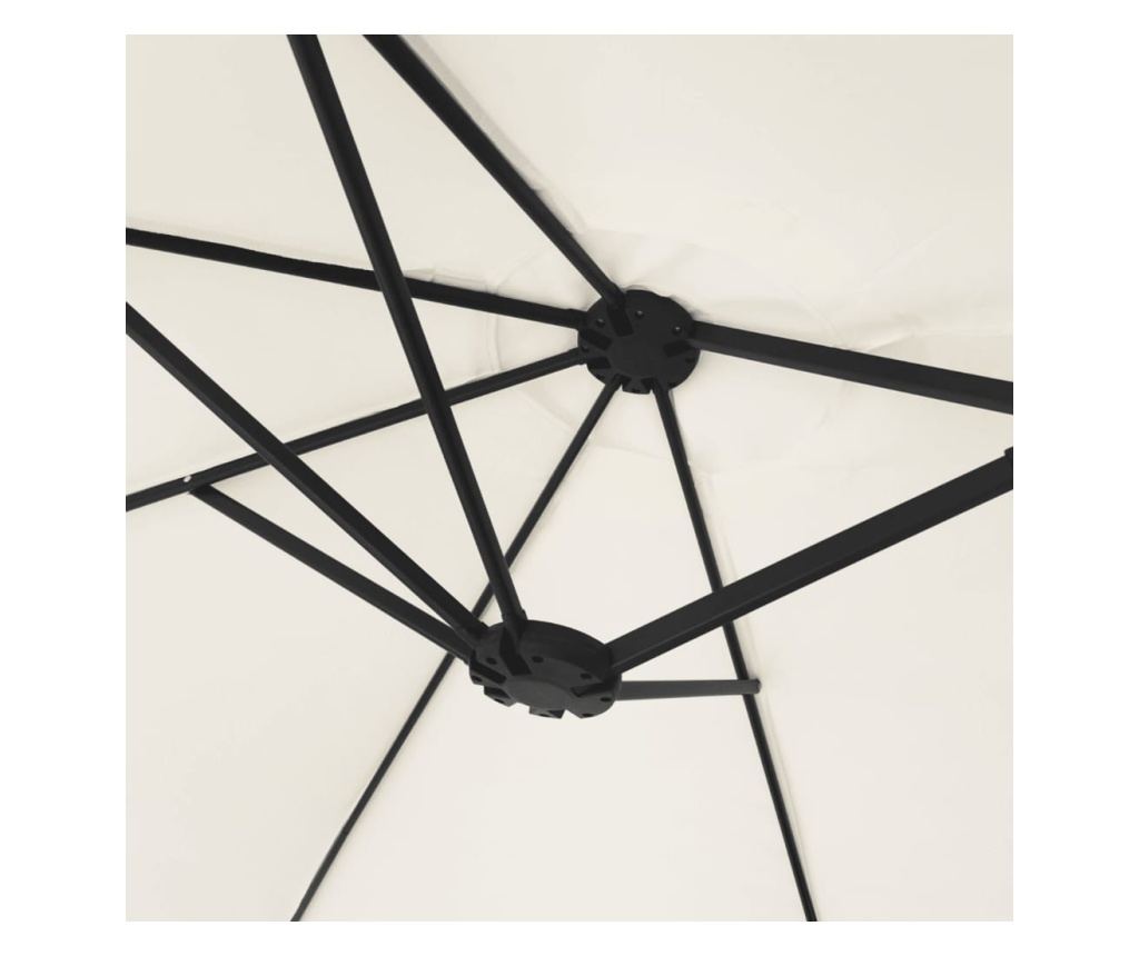 Двоен LED чадър, пясъчно бял, 449x245 см - 8