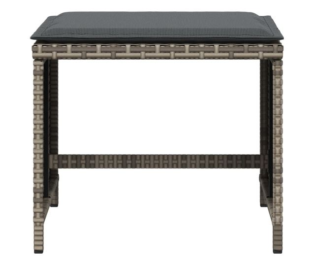 4 db szürke polyrattan kerti szék párnával 40 x 40 x 35 cm