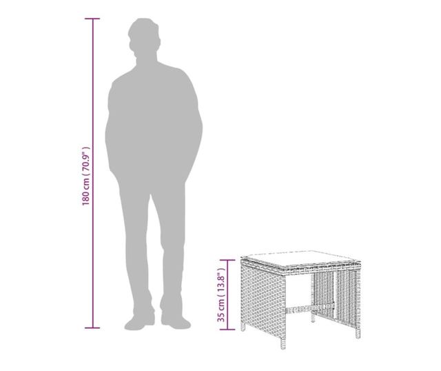 4 db szürke polyrattan kerti szék párnával 40 x 40 x 35 cm